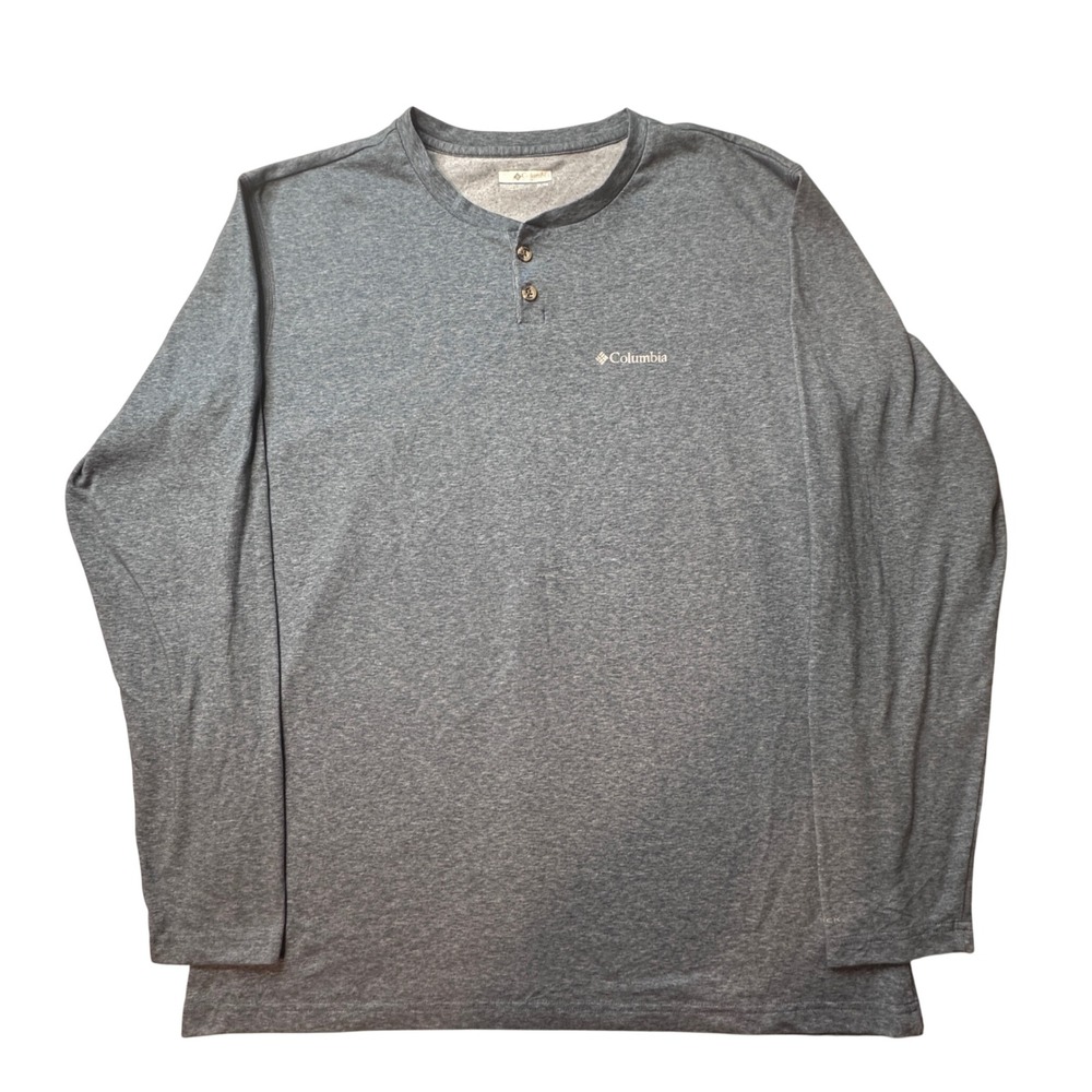 Columbia Henley Shirt Mens XL Blue Gray Omni-Wick Long Sleeve AM6266 Outdoor‎